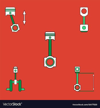 Collection of icons and car piston concept vector image