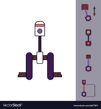 Collection of icons and car piston concept vector image
