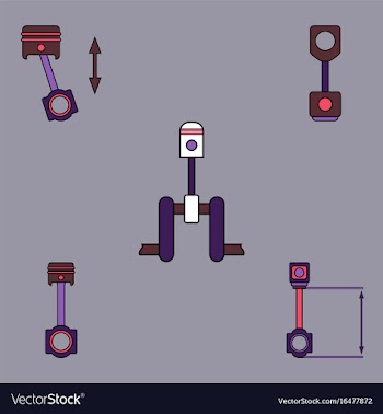 Collection of icons and car piston concept vector image