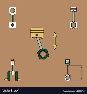Collection of icons and car piston concept vector image