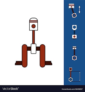 Collection of icons and car piston concept vector image