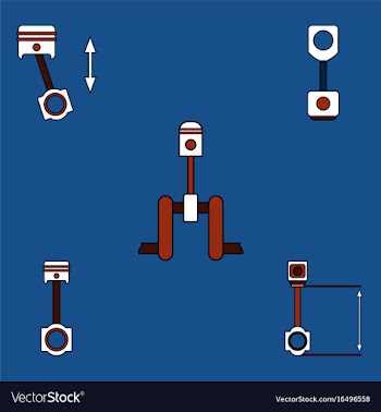 Collection of icons and car piston concept vector image