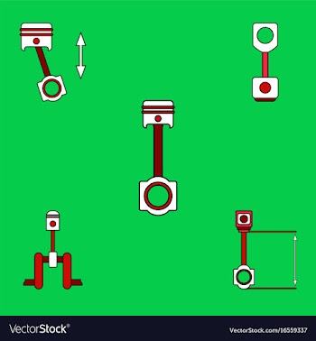 Collection of icons and car piston concept vector image