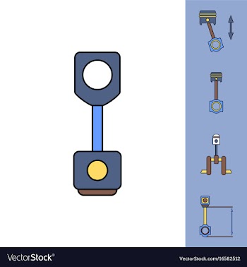 Collection of icons and car piston concept vector image