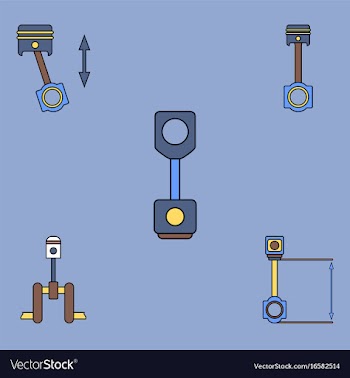 Collection of icons and car piston concept vector image