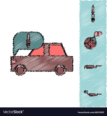 Collection of icons and car service equipment in vector image
