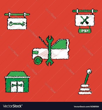 Collection of icons and car service equipment in vector image