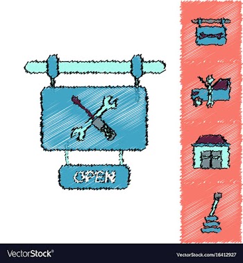 Collection of icons and car service equipment in vector image