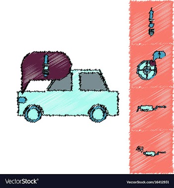 Collection of icons and car service equipment in vector image