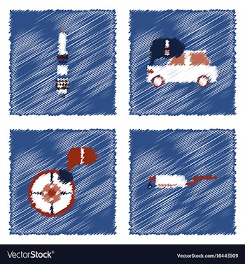 Collection of icons and car service equipment in vector image