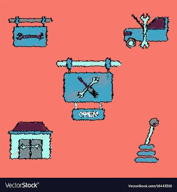 Collection of icons and car service equipment in vector image
