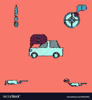 Collection of icons and car service equipment in vector image
