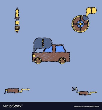 Collection of icons and car service equipment in vector image