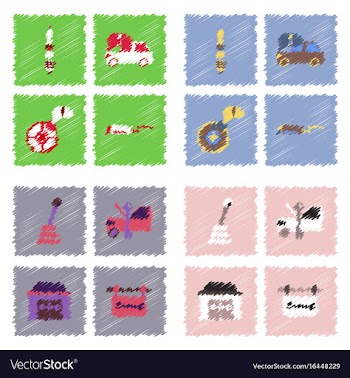Collection of icons and car service equipment in vector image