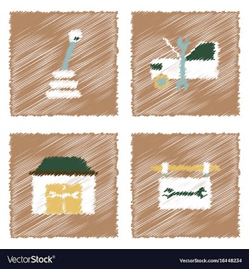 Collection of icons and car service equipment in vector image