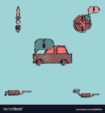 Collection of icons and car service equipment in vector image