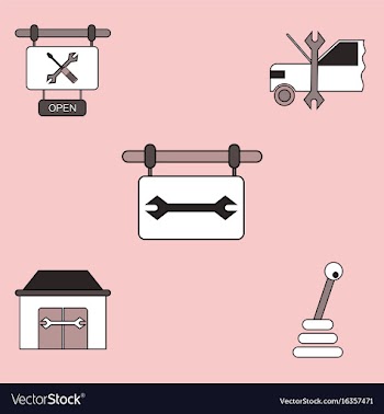 Collection of icons and car service equipment vector image