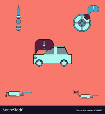 Collection of icons and car service equipment vector image