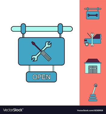 Collection of icons and car service equipment vector image