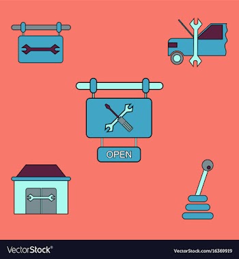 Collection of icons and car service equipment vector image