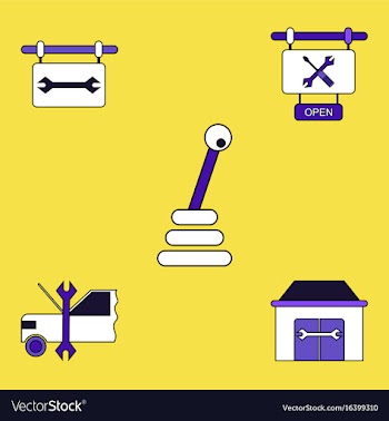 Collection of icons and car service equipment vector image
