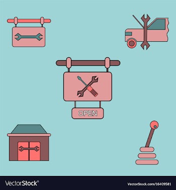 Collection of icons and car service equipment vector image