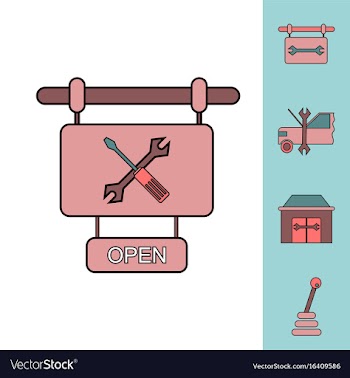 Collection of icons and car service equipment vector image