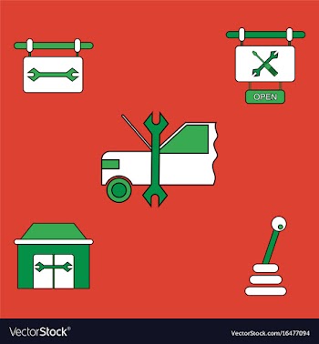 Collection of icons and car service equipment vector image