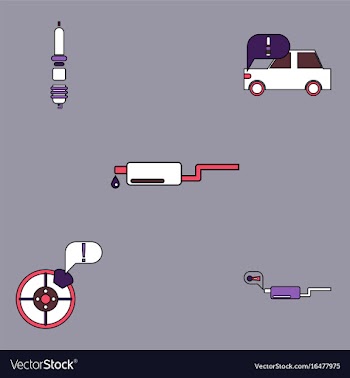 Collection of icons and car service equipment vector image