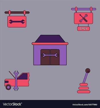 Collection of icons and car service equipment vector image