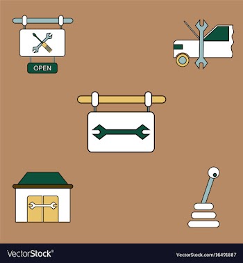 Collection of icons and car service equipment vector image