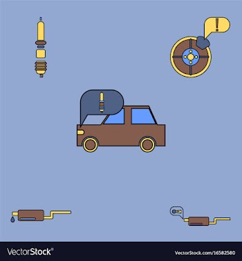Collection of icons and car service equipment vector image