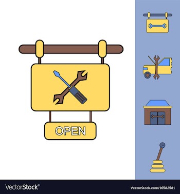 Collection of icons and car service equipment vector image