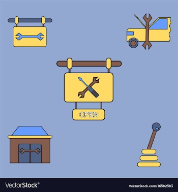 Collection of icons and car service equipment vector image