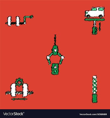 Collection of icons and car service in hatching vector image