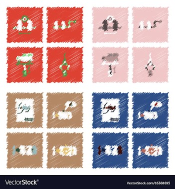 Collection of icons and car service in hatching vector image
