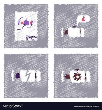 Collection of icons and car service in hatching vector image