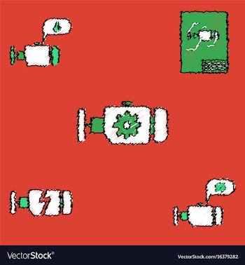 Collection of icons and car service in hatching vector image