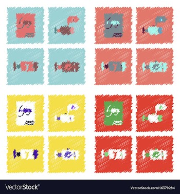 Collection of icons and car service in hatching vector image
