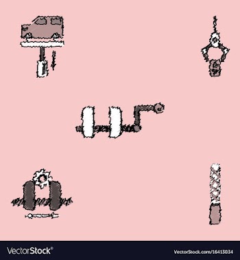 Collection of icons and car service in hatching vector image