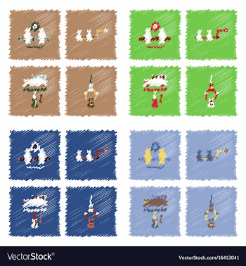 Collection of icons and car service in hatching vector image