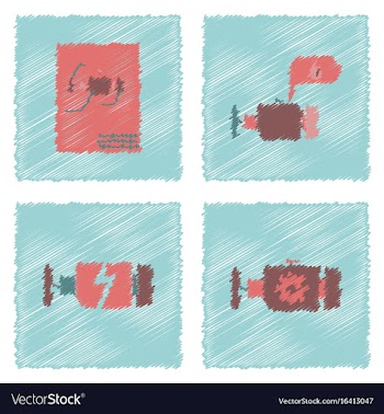 Collection of icons and car service in hatching vector image