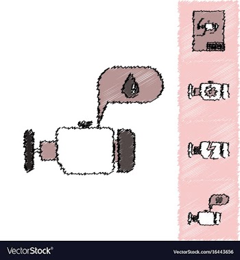 Collection of icons and car service in hatching vector image