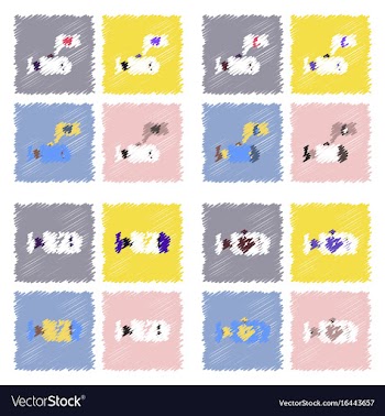 Collection of icons and car service in hatching vector image