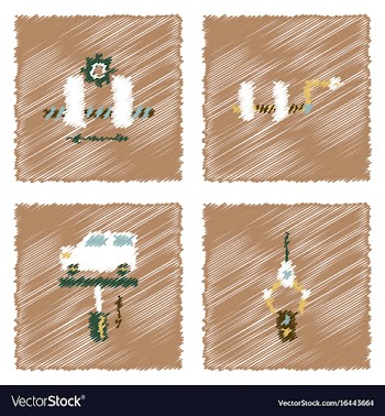 Collection of icons and car service in hatching vector image