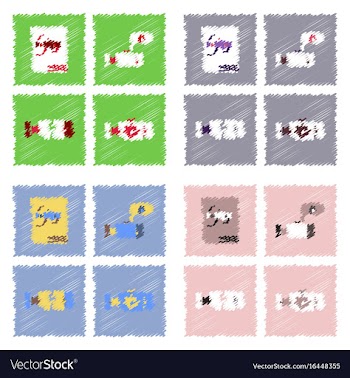 Collection of icons and car service in hatching vector image