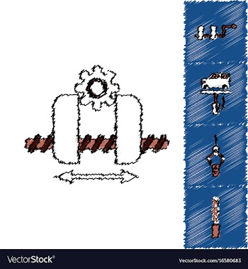 Collection of icons and car service in hatching vector image