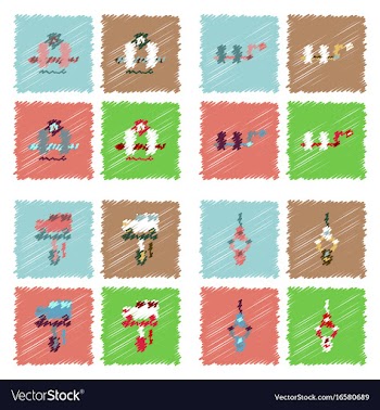 Collection of icons and car service in hatching vector image
