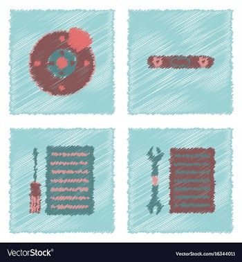 Collection of icons and car service tools in vector image