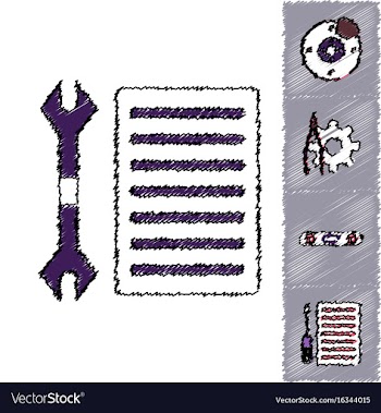 Collection of icons and car service tools in vector image
